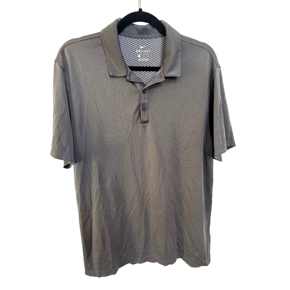 Nike Dri-FIT Gray Golf Polo Shirt Men's Athletic Training‎ Short Sleeve Size L